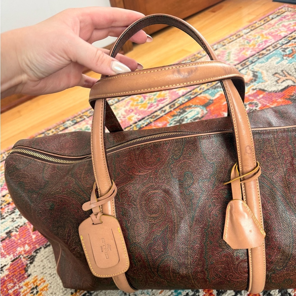 Etro Leather Paisley 48 Hour Weekender Bag🤎 - Picture 7 of 12